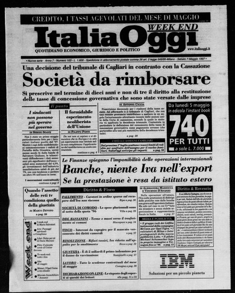 Italia oggi : quotidiano di economia finanza e politica